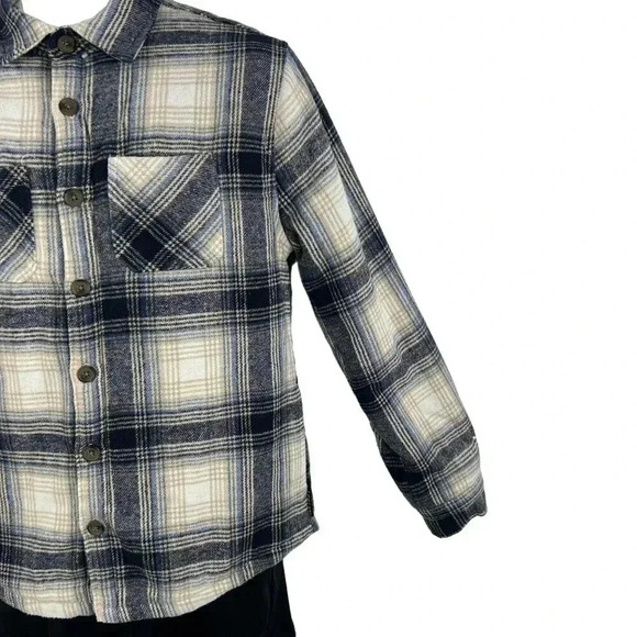 Brooklyn Cloth Mens S Heavy Flannel Sherpa Lined Shacket Windowpane Plaid Jacket - Picture 6 of 16